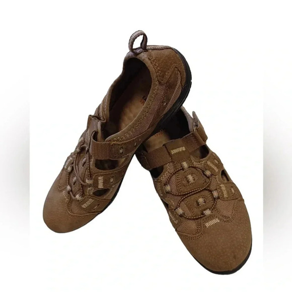 Earth Spirit Brown Tan Closed Toe Velcro Slip On Sandals Size  8 - Picture 2 of 11